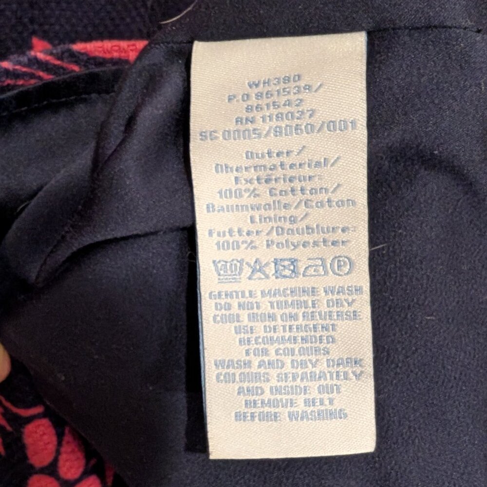 Boden Navy and Pink Notch Belted Damask Shift Dress - Picture 7 of 8